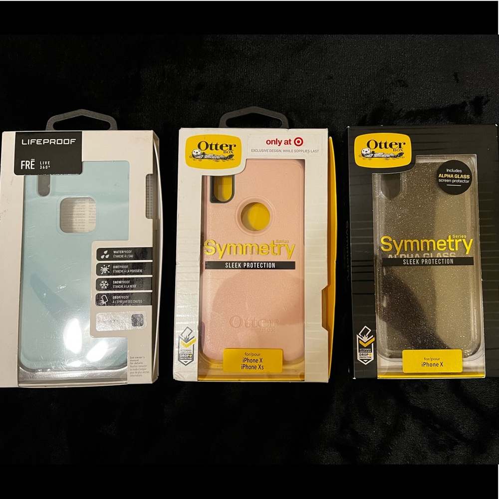 USED Three IPhone XS/IPhone X Cases, Lifeproof & Otter Box